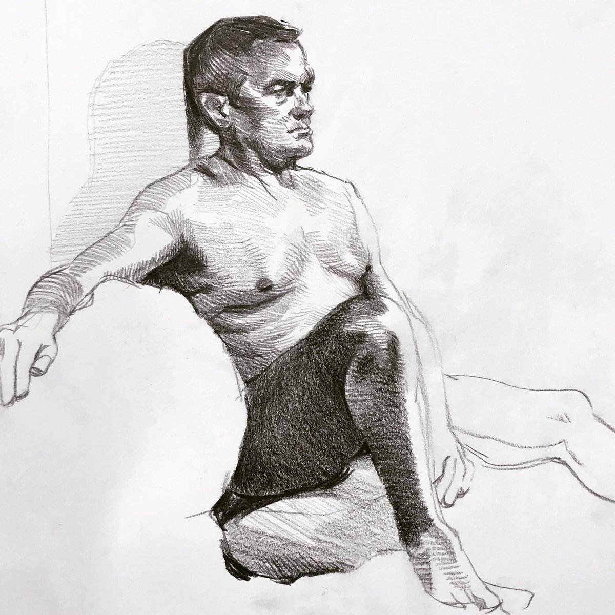 45min from life drawing this week. Smashed my phone screen taking a picture of this 😬