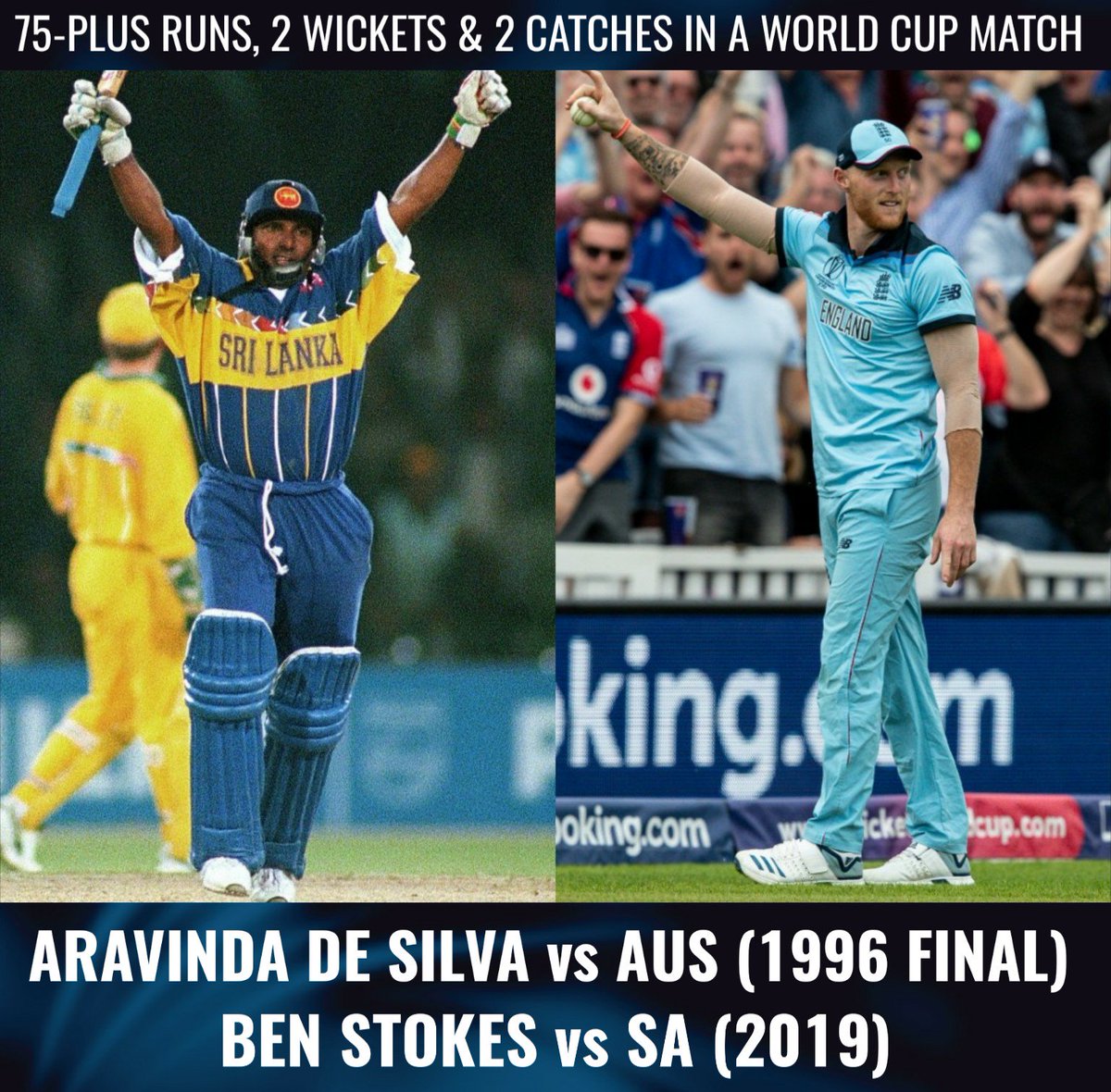 CricketUrdu's tweet photo. Ben Stokes equalled Aravinda de Silva's World Cup feat. #CWC19 https://t.co/Hsd5TrSba2