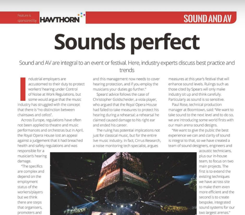 Sounds perfect! Sound and AV are integral to an event or festival. Industry experts discuss best practice and trends here: standoutmagazine.co.uk/june-2019-issu…
#eventprofs #eventtech #soundandav 
AcousTechUK BoomtownFair BhSound ADI_LED  hawthornbiz Sparq_live