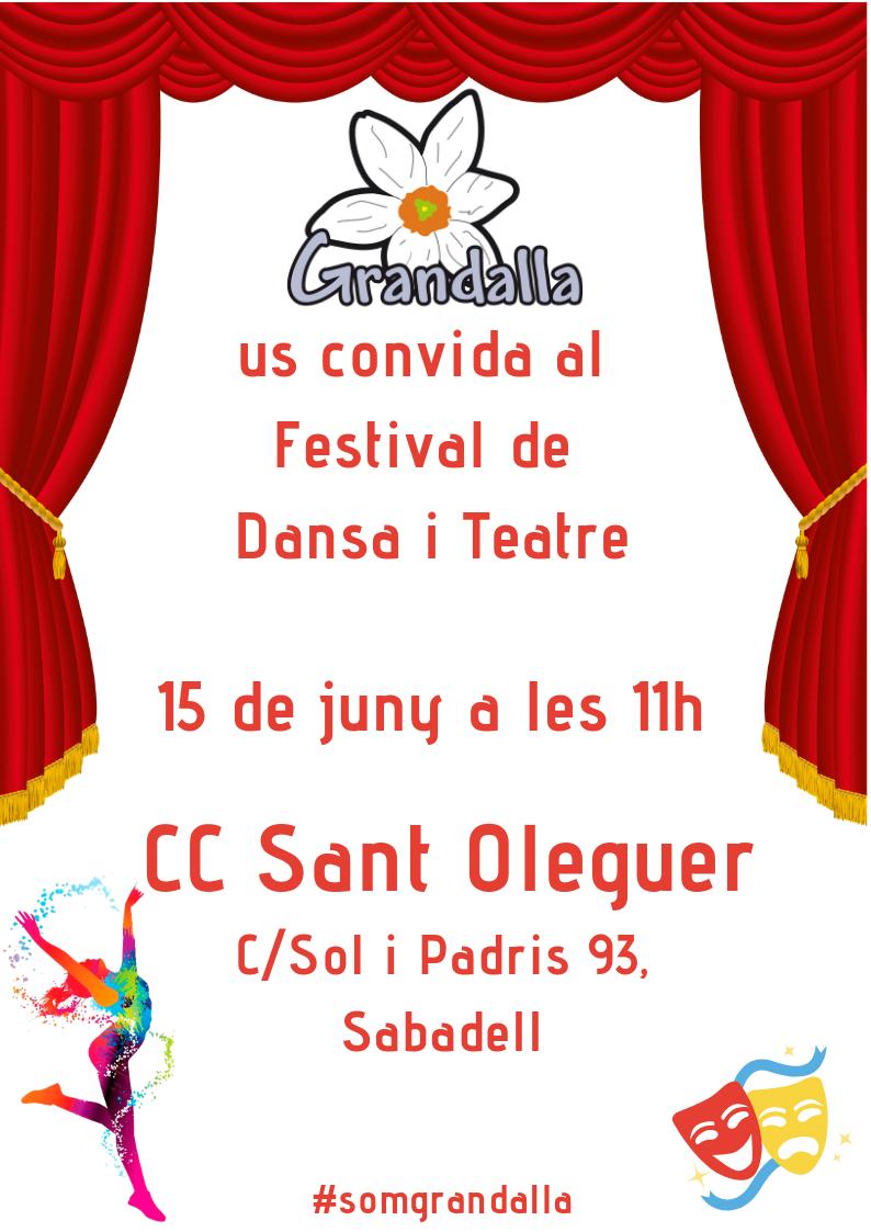 Recordeu! El 15 de Juny els usuaris i usuàries de Grandalla faran el festival de Dansa i Teatre! Us esperem a tots! #somgrandalla #dansa #teatre #sabadell <a href="/iSabadellcat/">iSabadell</a> <a href="/DiariDeSabadell/">Diari de Sabadell</a> <a href="/RadioSabadell/">RàdioSabadell</a> <a href="/NacioSabadell/">NacióSabadell</a>