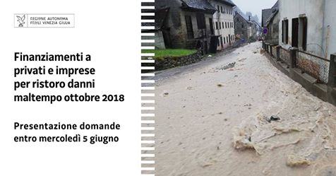 C'è tempo fino al prossimo 5 GIUGNO 2019 per presentare le domande di finanziamento per il ristoro dei danni causati dall'eccezionale ondata di maltempo di fine ottobre 2018. I privati possono presentare le domande al Comune mentre le aziende alle CCIAA ➡️ bit.ly/2YFF582