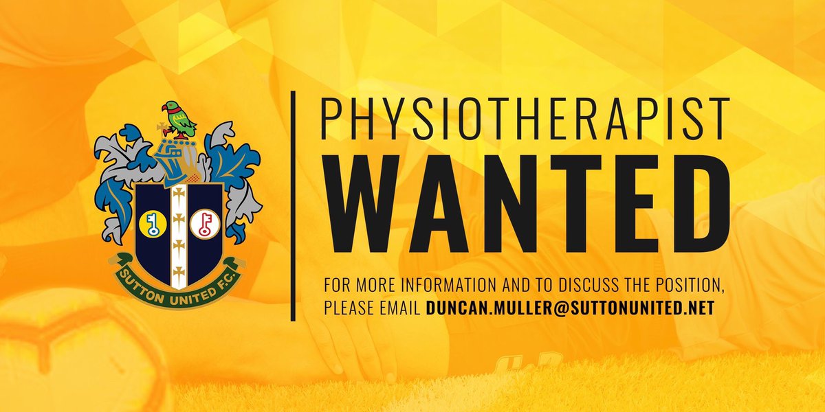 SuttonUtdWomen's tweet photo. We’re looking for a Physio for next season!! If you’re interested, please contact our Head of Women’s Football. ⁣
⁣
Fantastic opportunity to join a great club &amp; help shape the future of women’s football at @suttonunited. ⁣
⁣
#physio #sutton #surrey #SuttonUnited @surreyfa https://t.co/VjoNX7bZEu