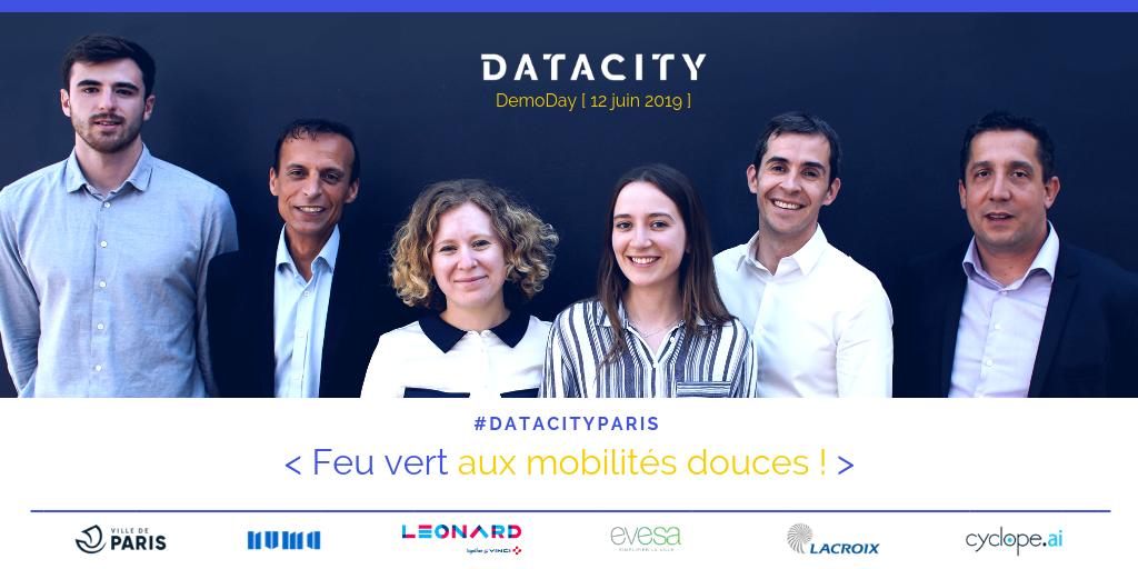 Réduire le temps d'attente des piétons, des vélos et des trottinettes aux feux de circulation : c'est le challenge #DataCity relevé par @WeAreLeonard, Evesa, @LACROIX_Group, @Paris et la startup @CyclopeAI. Découvrez leur projet au DemoDay le 12 juin : buff.ly/2XXQekk !