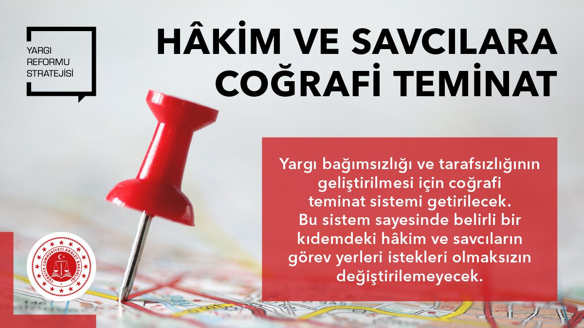 Yargı bağımsızlığı ve tarafsızlığının geliştirilmesine yönelik düzenlemeler kapsamında hâkim ve savcılara coğrafi teminat sağlanıyor. 

#2023YargıVizyonu