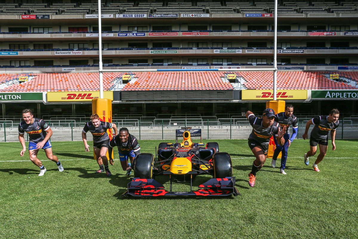 DHLAfrica's tweet image. A few highlights from yesterday where the DHL @THESTORMERS got to meet the @redbullracing F1 car. #DHLDelivers #SpeedOfYellow #DHLNewlands