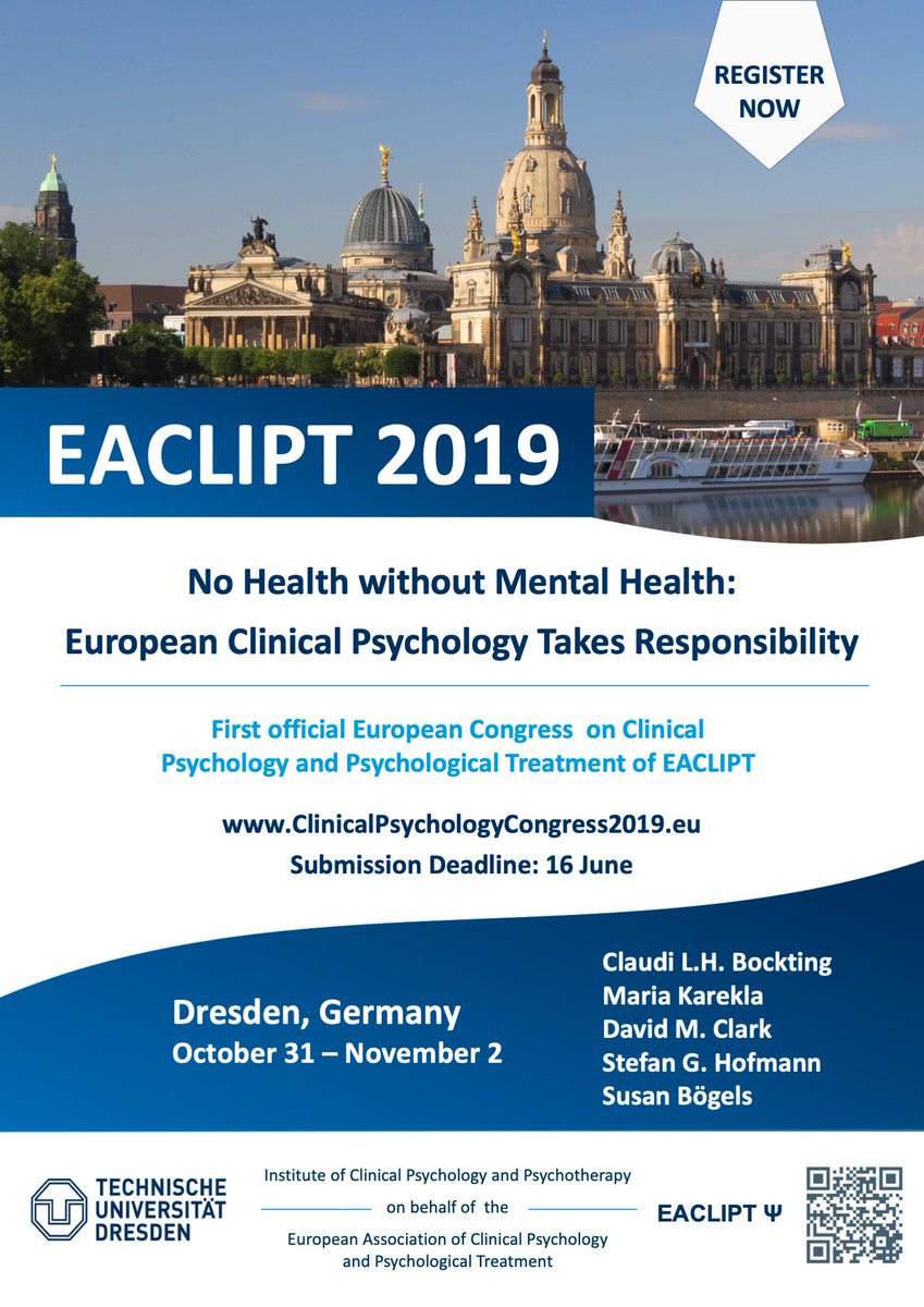 Submission deadline extended for #EACLIPT2019 - 1st European Congress on Clinical Psychology and Psychological Treatment @EACLIPT

Submit your smposium, single talk or poster abstract until
16 June 2019

clinicalpsychologycongress2019.eu
