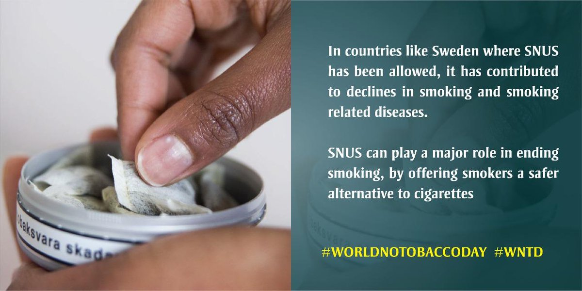 Harm reduction gives #snus key role in reducing cigarette smoking. Let us all focus on reducing the harmful effects of smoking and save lives! 🚭 #WNTD #WNTD2019 #WorldNoTobaccoDay #WorldNoTobaccoDay2019 #BreatheAfrica