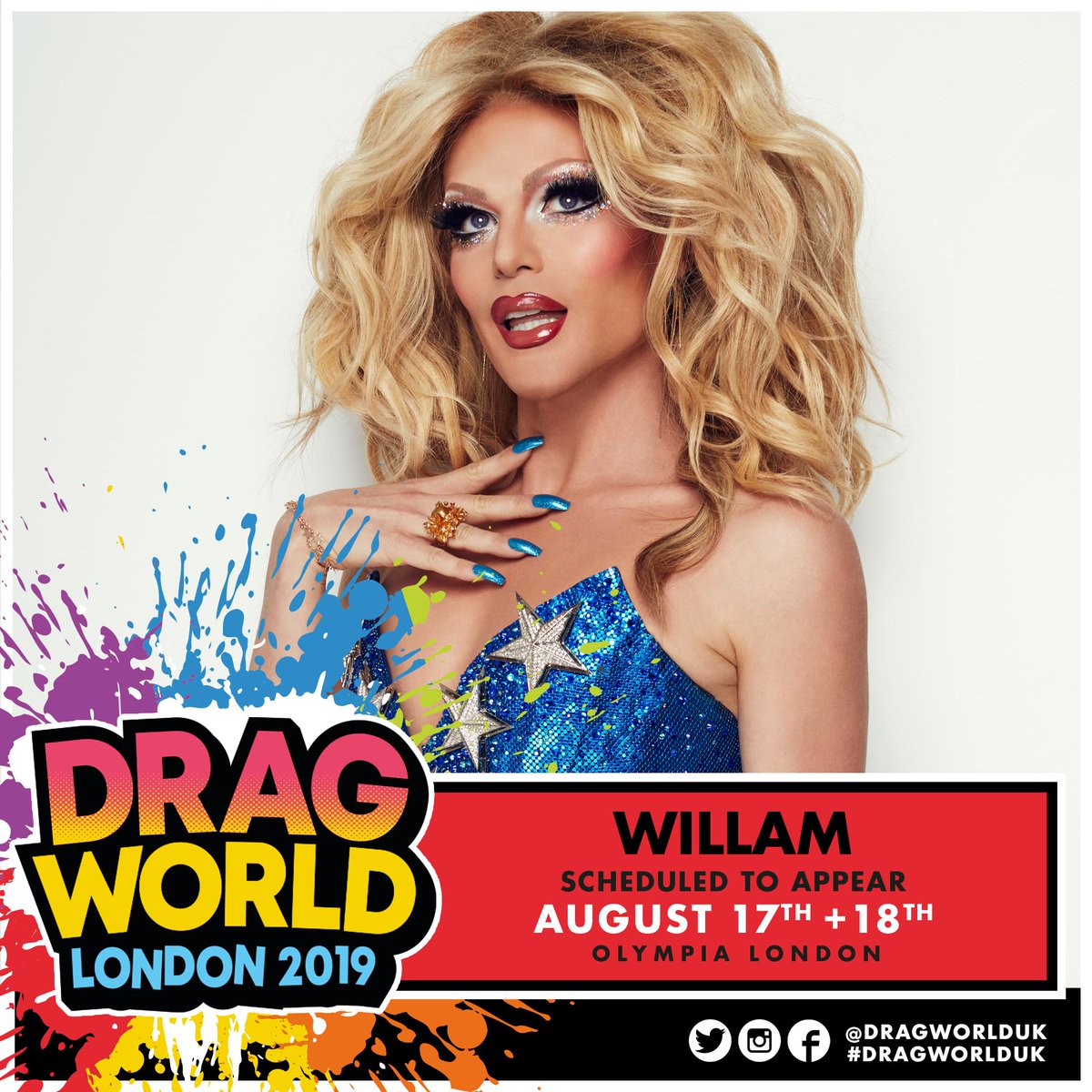 DragWorldUK's tweet photo. ๐จTHIS IS NOT A DRILL!๐จ @willam is coming to DragWorld!๐
Meet & greet tickets go on sale next Friday at 6pm!
As always you unlock M&G using your email address used to buy your entry ticket. Anyone purchasing DragWorld tickets after 12pm 07/06 will not be able to purchase M&G https://t.co/Ns65Unn57N