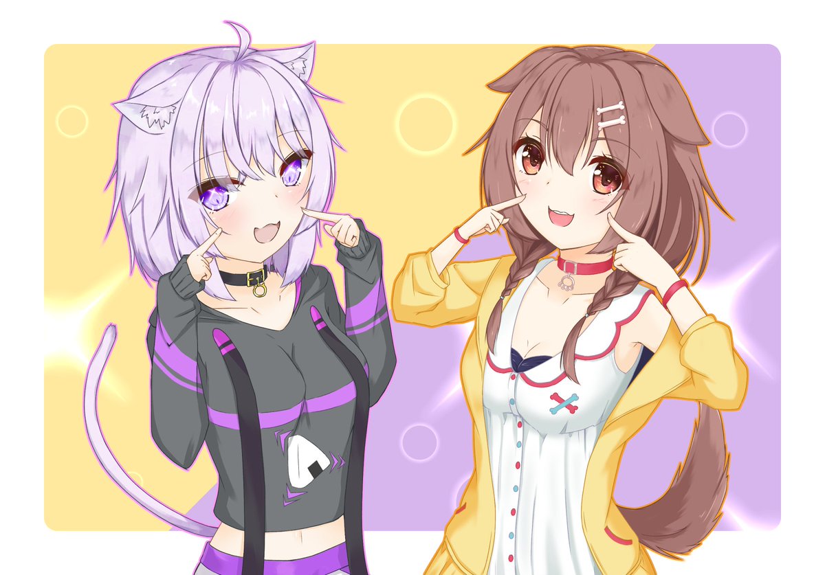 おかゆちゃんもころねちゃんも笑ってるのかわいいよね ほっぺぷにぷにしたい W ひのかえでのイラスト