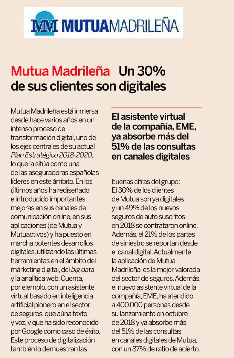 pequeton's tweet photo. Mutua Madrileña entra en el top 10 de empresas referentes en #TransformacionDigital de España con excelentes resultados vía @expansioncom ¡Enhorabuena equipo! @Alx_Garay @juanclarrauri @leticiakrahe @Juan_Armesto @mariquilla_84 @Yolletmar @Roxiipii @la_Mutua https://t.co/50QLuq8NFO