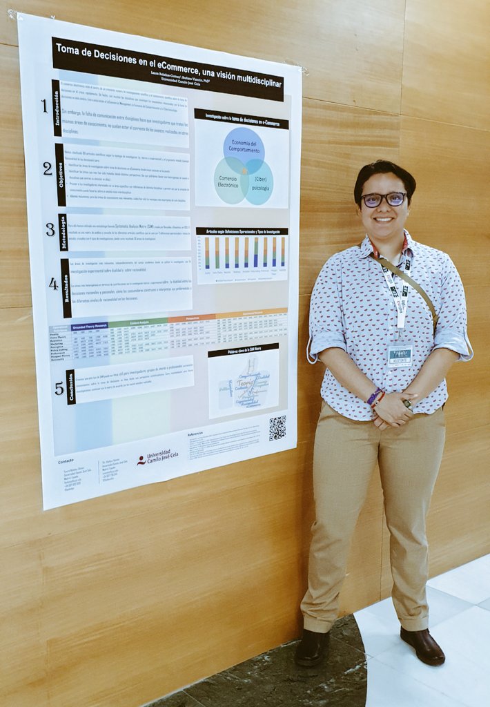 laubolgo's tweet photo. Hoy he presentado un póster en el Congreso Científico Internacional Behavior and Law @behaviorandlaw ... el feedback ha sido bueno y la organización impecable. 

Muchas gracias a @StefanoVisi y @universidadcjc por su apoyo. 

#BehavioralEconomics #ecommerce #cyberpsychology https://t.co/xWqVwWrCdE