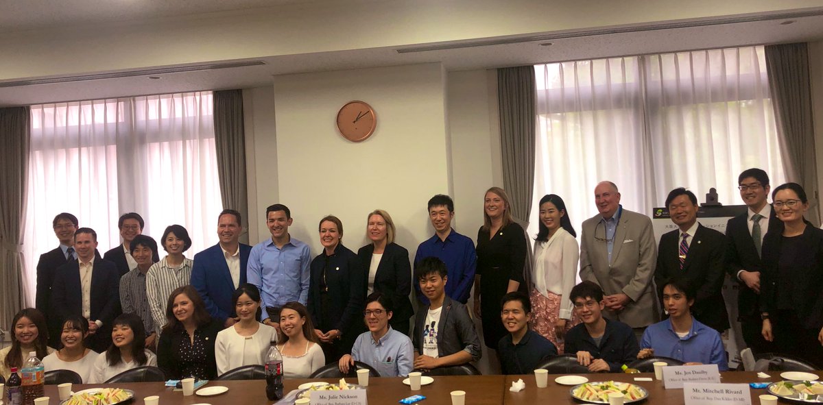 usafmc's tweet photo. Our #CSGJ delegation served in part of a panel&lunch in a class @osaka_univ. The group had the honor of sharing w/ more than 100 students about their day2day duties, the current state of #US-#Japan relations, and the importance of #bipartisanship. Thx for welcoming us!📚✏️ https://t.co/TjdMVMiAei