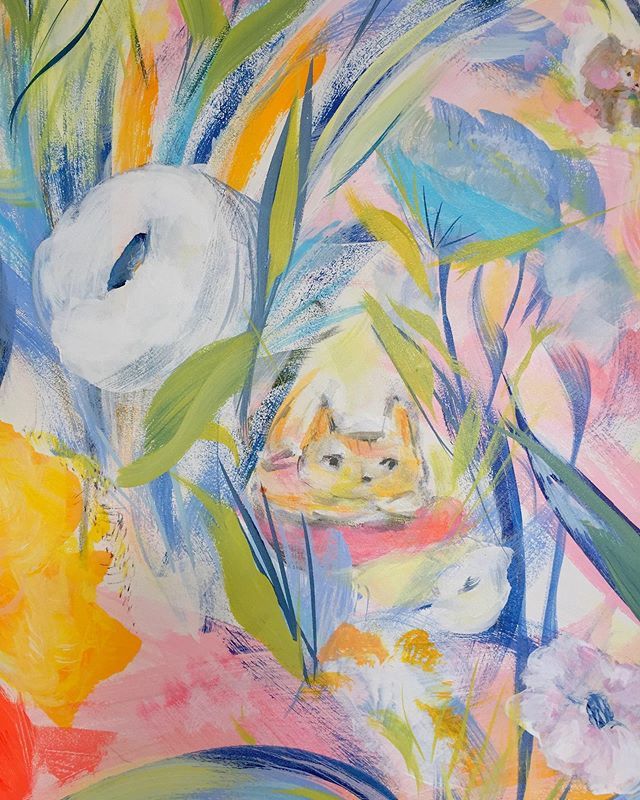 ArtworkByAllyn's tweet photo. Happy Friday ✨ and it’s a sunny beautiful day! 😺 
#detail #paintingcloseup #catingarden #allynhoward #summerpainting #kittycat #flowers https://t.co/KNCqPHzc7U https://t.co/gMNJCouc8Y
