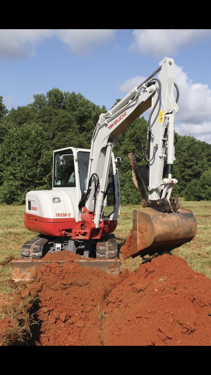Takeuchiuk's tweet photo. The NEW TB250-2 will be at the @Plantworx2019. This has DPF to meet with stage V emission regulations and a powerful breakout force and increased reach #Plantworx2019 #excavator #stageVready #OperatorComfort https://t.co/39hqwpYSPt