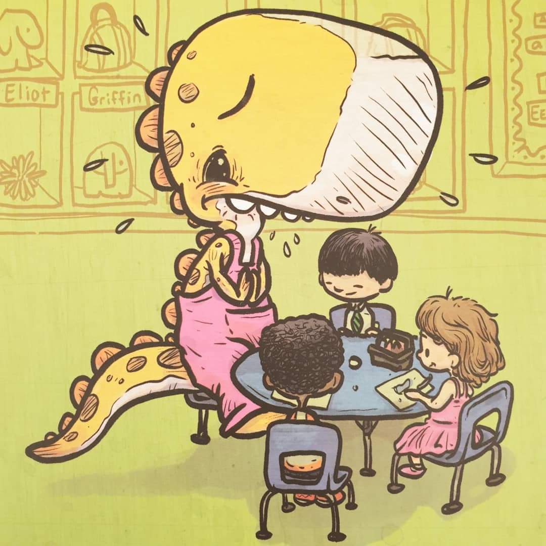 LibrisVoorhoeve's tweet photo. Het verhaal van een dino die naar school gaat om tot de ontdekking te komen dat haar klas vol zit met haar lievingshapjes 😋😋😋 #zoherkenbaar
Kopen kan in de winkel of online: https://t.co/9ijSvrWBGX
#dinosaurproblems #dino #dinosaurus #kinderboek #prentenboek #bibliophile https://t.co/SWfE5prqe9