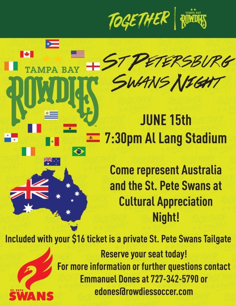 SWANS @ ROWDIES CULTURAL APPRECIATION NIGHT stpeteswans.com/team-news/swan…