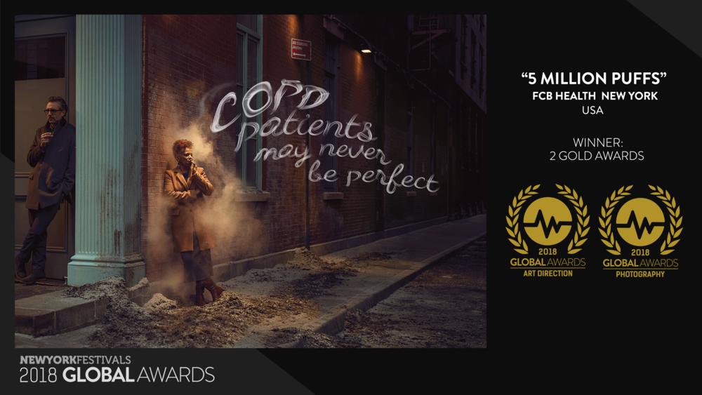 GlobalAwards's tweet image. . @FCBHealth earned 2 Global Gold Awards for “5 Million Puffs”, campaign created for Stiolto Respimat, helped give jaded physicians &amp;amp; HCPs empathy for their patients, allowing the brand to break through in a crowded &amp;amp; increasingly competitive category. 
theglobalawards.com