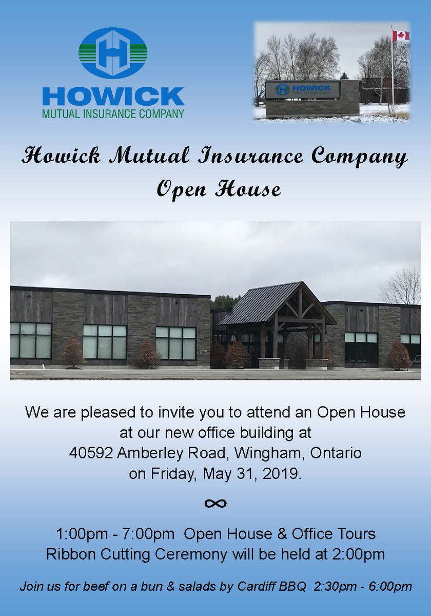 It's a day of celebration <a href="/HowickMutual/">Howick Mutual Ins</a> !!
Everyone is welcome to attend our Open House today!
We are so excited to share our new building with the public.
Open House: 1-7pm
Ribbon Cutting: 2pm
Beef on a bun and salads served 2:30-6pm
#OpenHouse #WelcomeToOurBuilding