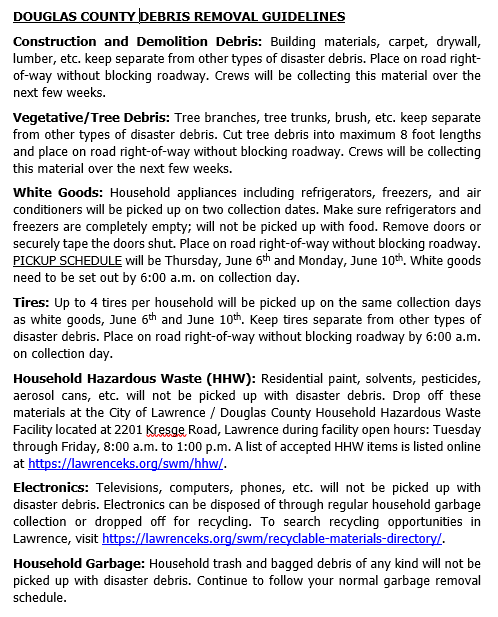 dgcoem's tweet photo. Only woody debris (trees/brush) will be accepted at these sites. For all other storm debris, follow the attached debris removal guidelines. https://t.co/yYRghMPvZD