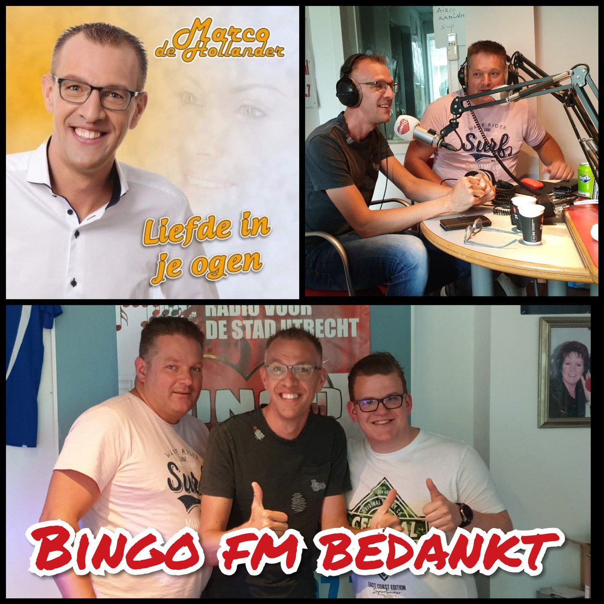 Gezelligheid in de studio van <a href="/bingofm/">Bingo FM</a>
Mooi om te horen, dat ook hier de nieuwste single in de hoogste rotatie meedraait. Wat een geweldige berichten vandaag allemaal!!