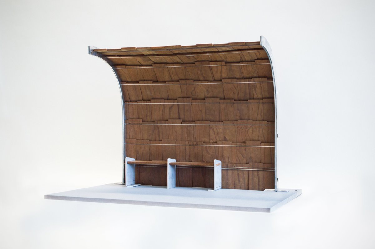 madeinbrunel's tweet photo. A huge congrats to 2nd-year student Alex D'Souza for winning the product design competition with @KebonyWood 🎉Here is the 1/4 scale model of a new Bus Shelter design made using @kebonywood to increase brand awareness and community outreach opportunities. https://t.co/AdcVqZLMmp