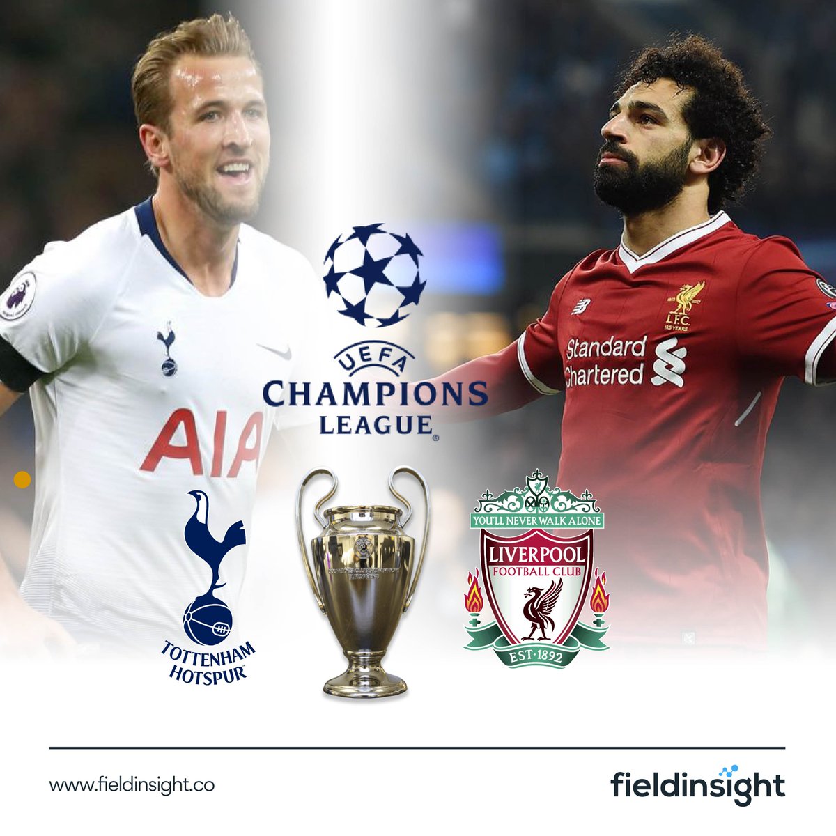 Fieldinsight_co's tweet photo. It's #Friyay! Know what that means? Tomorrow is the UEFA Champions League 2019! ⚽️The match between Liverpool and Tottenham is going down. Who do you predict will win? Let's hash it out here💪🏿 

#uefa #liverpool #tottenham #football https://t.co/gbpJXsboU0