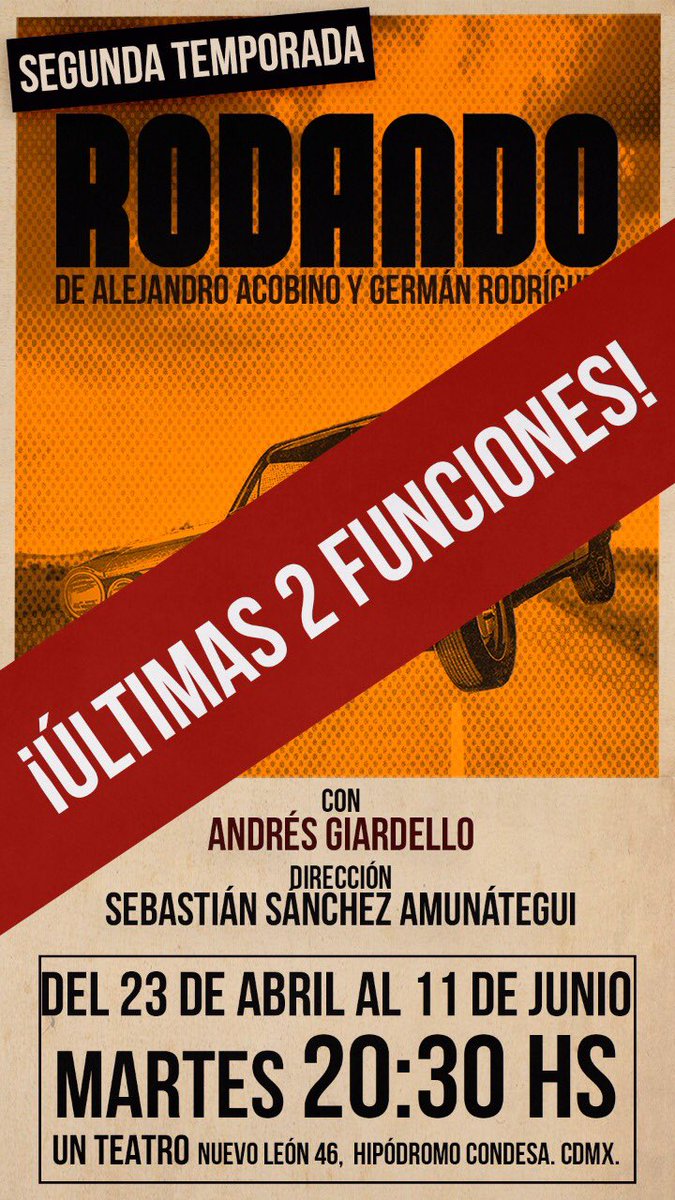 rodando_mex's tweet photo. ¡Nos vamos! Dos funciones más de #Rodando en @UnTeatro y nos despedimos. Los esperamos este martes. https://t.co/UWbtf1RXVb