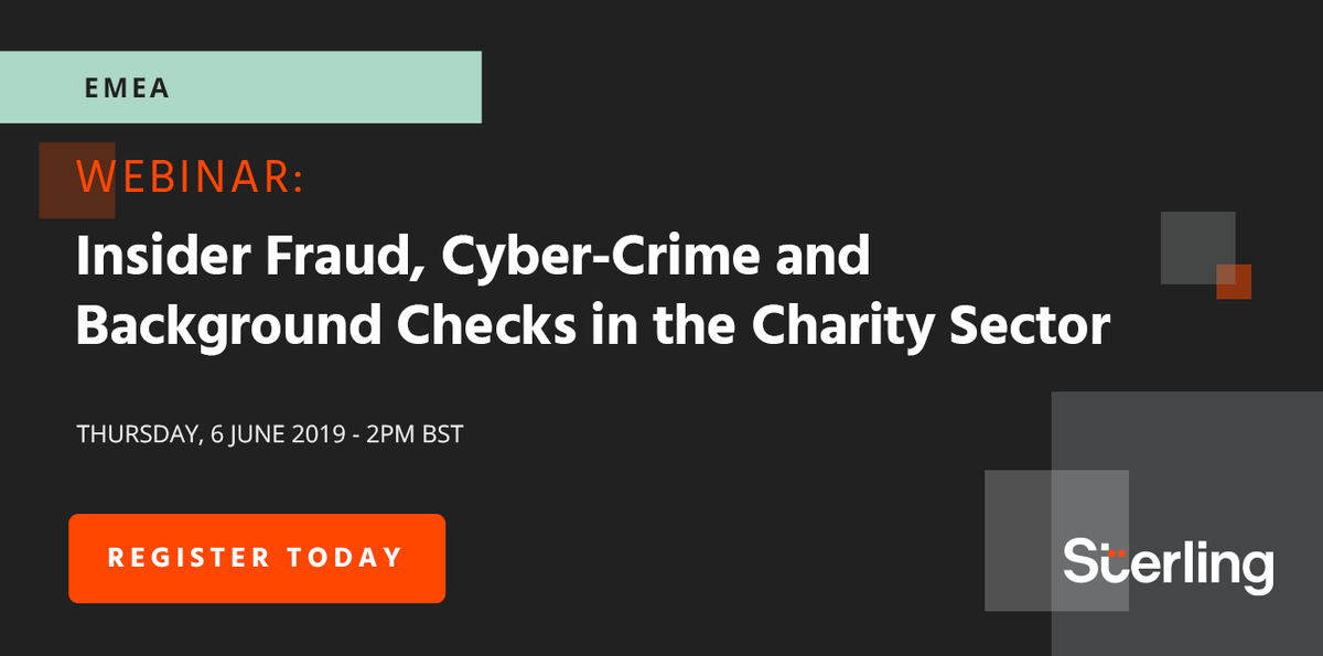 sterlingcheck's tweet image. If you’re a charity with employees based in the UK, next week’s webinar with the Charity Commission on insider fraud and background checks is one not to miss! hubs.ly/H0j5Wbw0 
#HR #recruitment #charities
