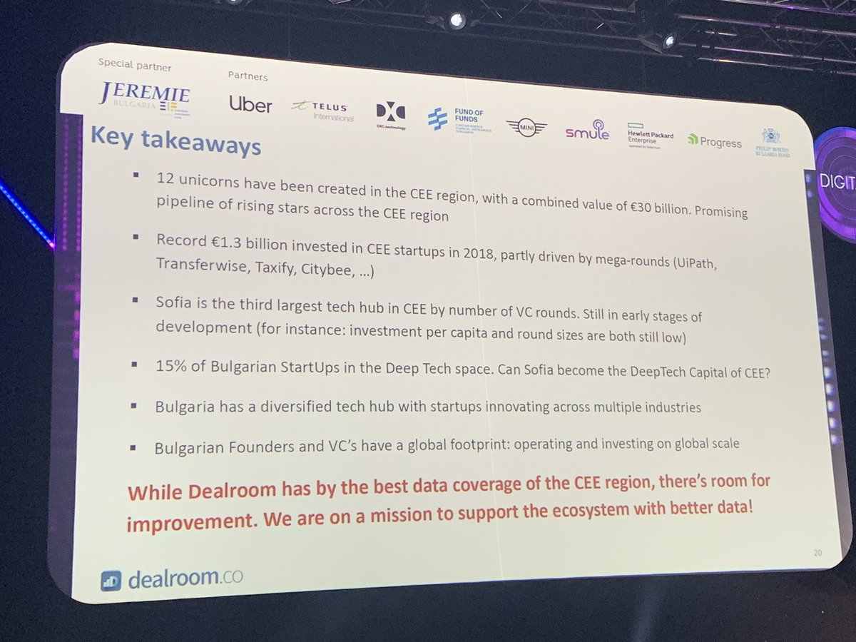 DIGITALK (@digitalkcon) on Twitter photo Great overview of the Bulgarian startup ecosystem by Darren Stauffer of <a href="/dealroomco/">Dealroom.co</a>
#digitalk2019 Great overview of the Bulgarian startup ecosystem by Darren Stauffer of <a href="/dealroomco/">Dealroom.co</a>
#digitalk2019