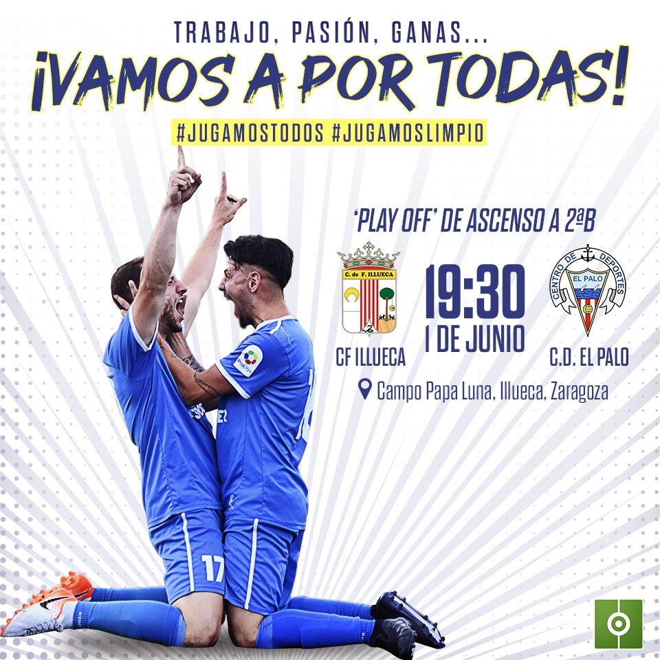 Nuestra expedición ya va en camino dirección a Illueca.

¡VAMOS A POR TODAS!💪🏼⚽️

🏆 Playoffs ascenso a 2ªB

🏟 Estadio Papa Luna

📅 Sábado 1 - Junio

⏰ 19:30h

⚽️ <a href="/CFIllueca/">CF Illueca</a> - @cdelpalo 

#JugamosTodos⚪️🔵#JugamosLimpio