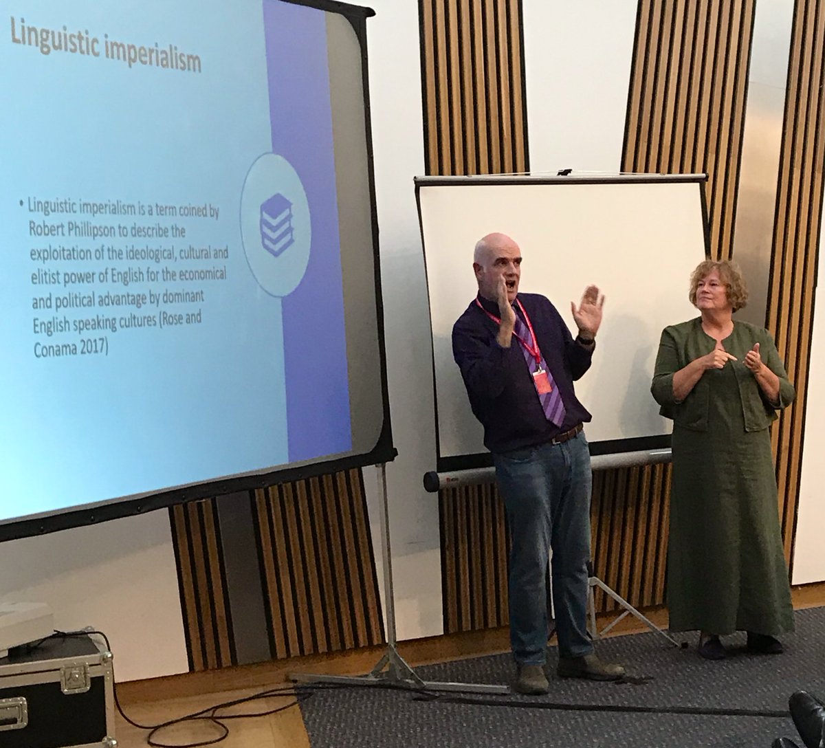 OliverEscobar's tweet photo. Brilliant presentation by @jconama_bosco66  about the Irish experience of the #DemocraticDeaficit and the political campaign to overcome linguistic imperialism #DemDeaficit https://t.co/OleRhMtzZ2