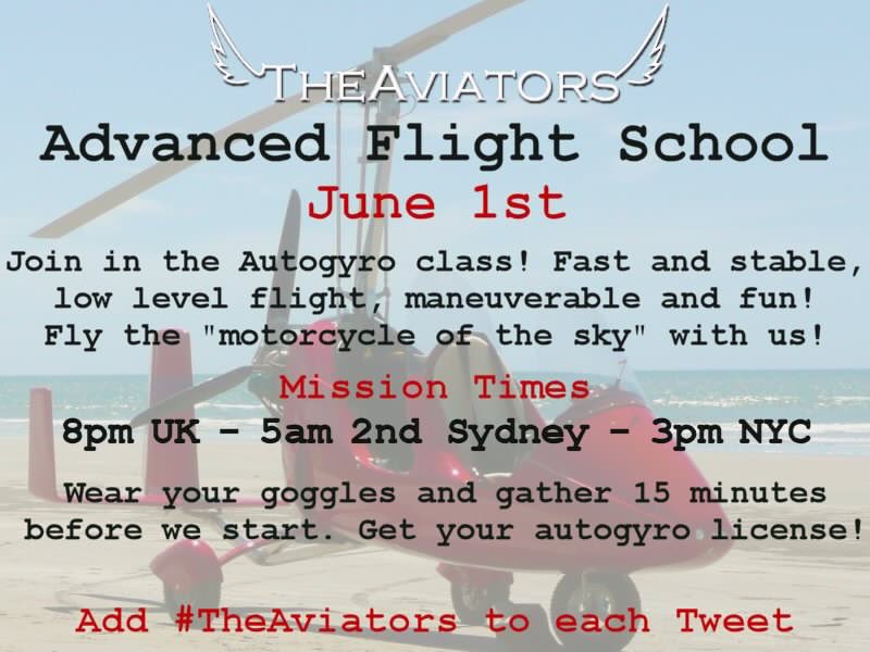 Flight School is coming!! It's tomorrow, June 1. Learn to fly the motorcycle of the sky! Arooooo! Join us! #TheAviators <a href="/theaviatorsclub/">The Aviators</a>