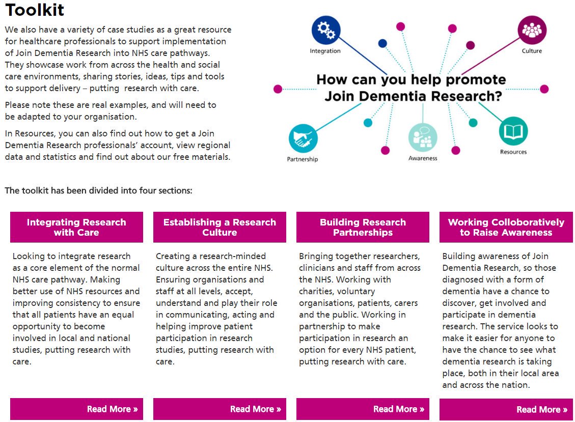 beatdementia's tweet image. Our #NHSToolkit has case studies for #HealthcareProfessionals to support implementation of #JoinDementiaResearch into care pathways.

👉nhs.joindementiaresearch.nihr.ac.uk