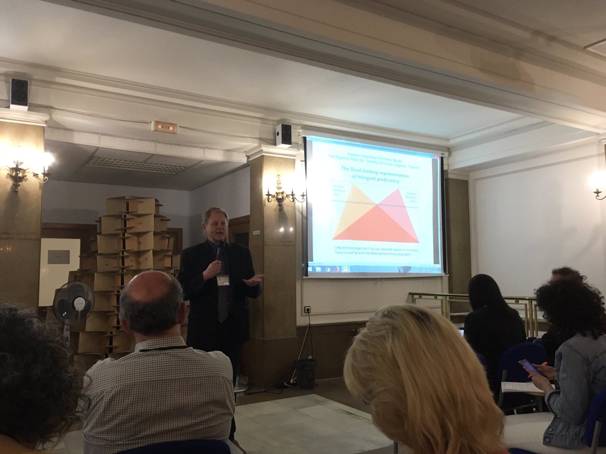 Dr.Jim Cummins presenting his theory: “The dual Iceberg representation of Bilingual Proficiency”