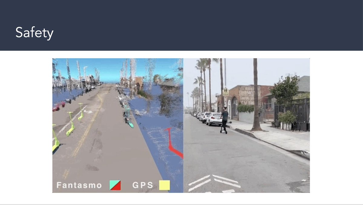 The vehicles are getting way smarter -  @fantasmoio are building hyper-accurate positioning systems using cameras and ML. They'll know when you're on a footpath/need to slow down. We're getting LIDAR and other sensors. These things will be intelligent and will help keep you safer.