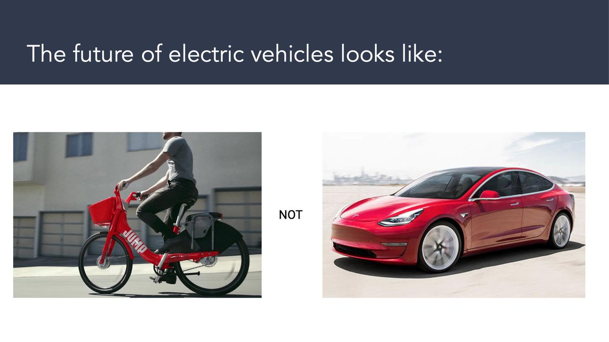 All in all, the future of electric vehicles looks like Jump bikes, not Tesla's.