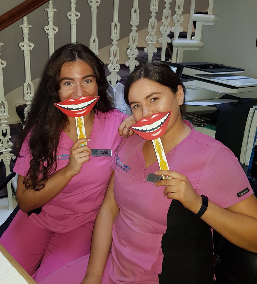 Caitlin and Robyn have that Friday Feeling! #Nationalsmilemonth is about promoting good oral health. Some of the many problems which may be caused or made worse by poor dental health include heart disease, strokes and diabetes. #berkeleyclinic #oralhealth #dentist #dentalhygiene