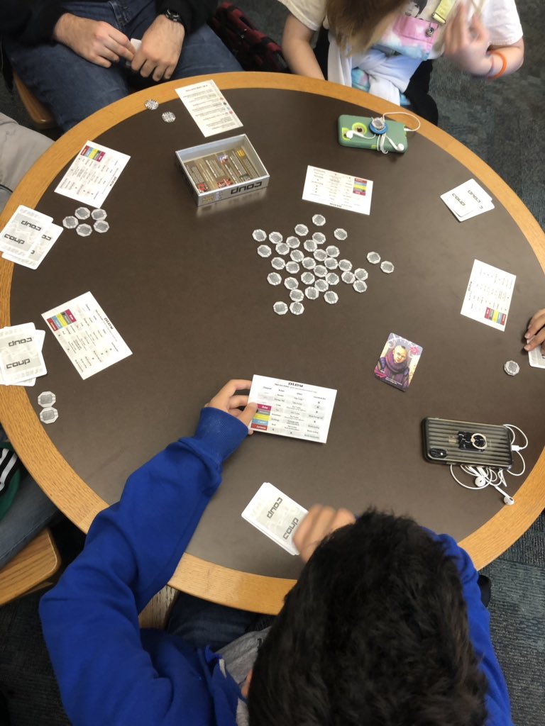 MahopacLib's tweet photo. It’s #InternationalTableTopGameDay at the MHS library! Put the device down and come play a game during your study hall or lunch.  #WeAreMHS https://t.co/TWU47H8y3B