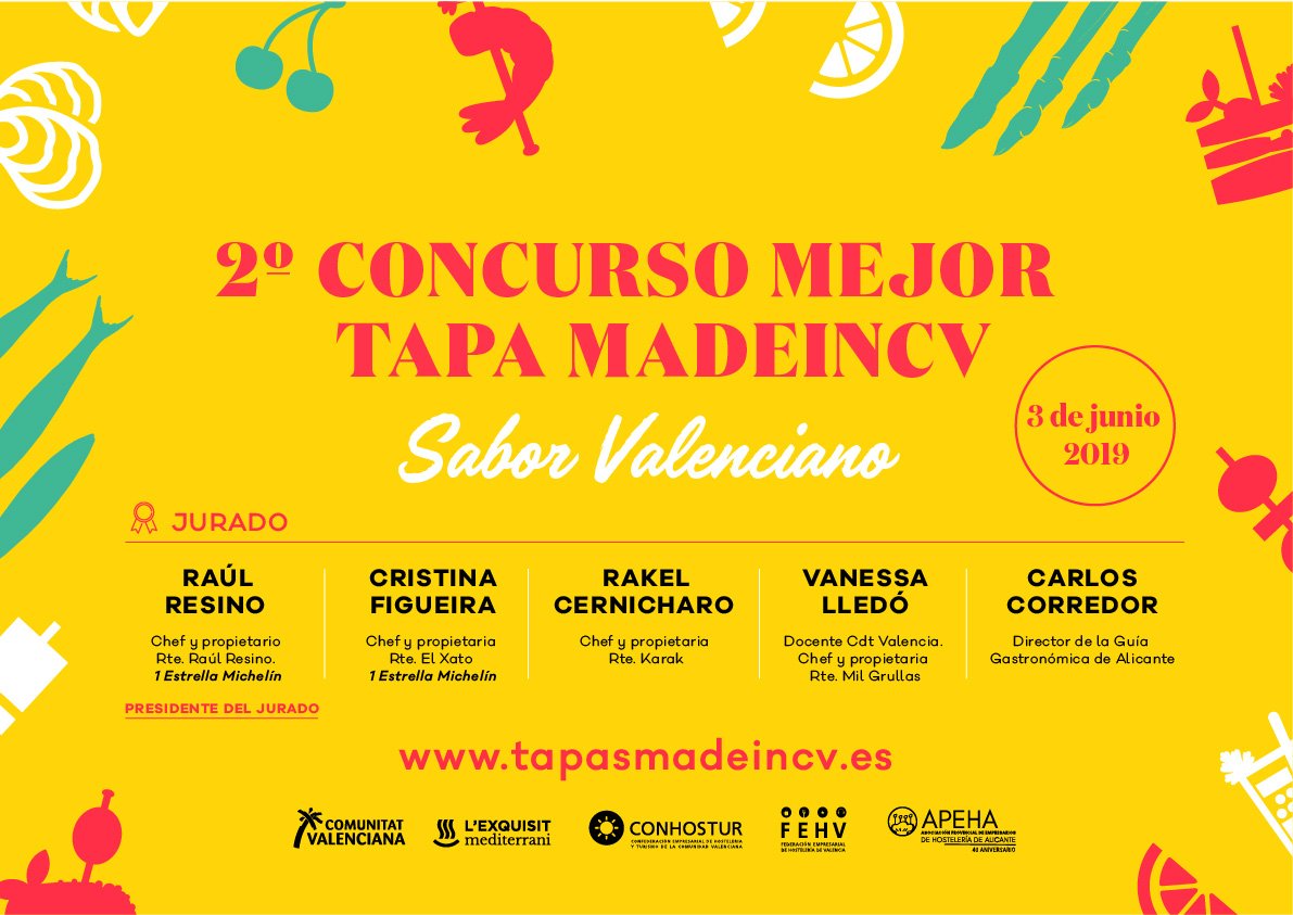 SABOREACV's tweet photo. El lunes 3 de junio, el CdT de València, se celebrará la final del II Concurso a la Mejor Tapa MadeinCV, en el que 8 cocineros participantes de Valencia y Alicante competirán por el título a la mejor tapa autóctona de la Comunitat Valenciana. #TapasMadeinCV #lexquisitmediterrani https://t.co/3bcDIn8Swc