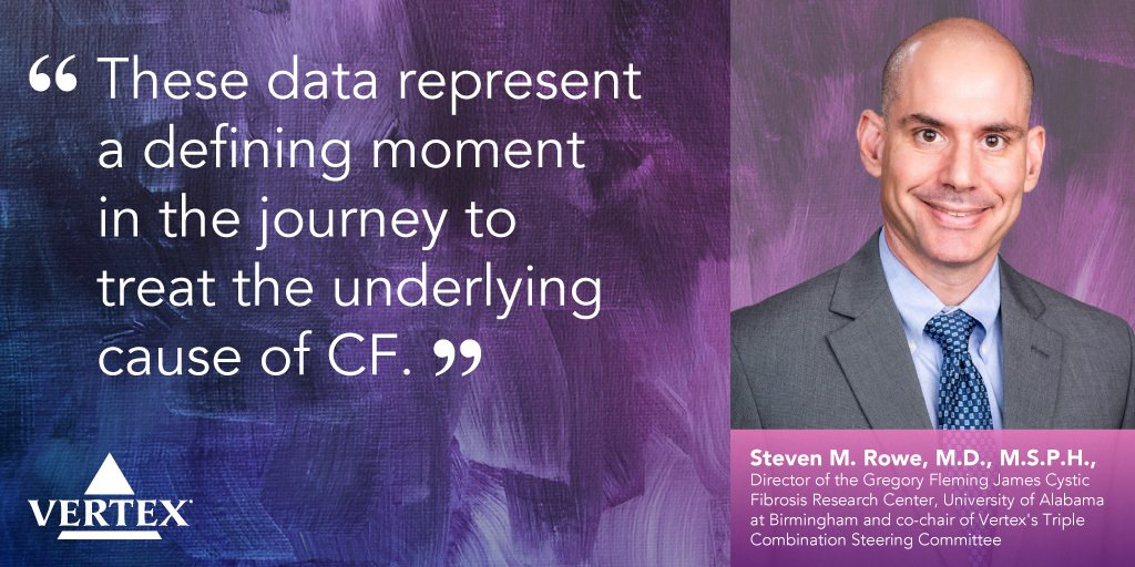 VertexPharma's tweet photo. Weโve announced data from our selected Triple Combination Regimen for people with #CysticFibrosis. Learn more: https://t.co/ivdBiPUeZy https://t.co/q5GELARwya