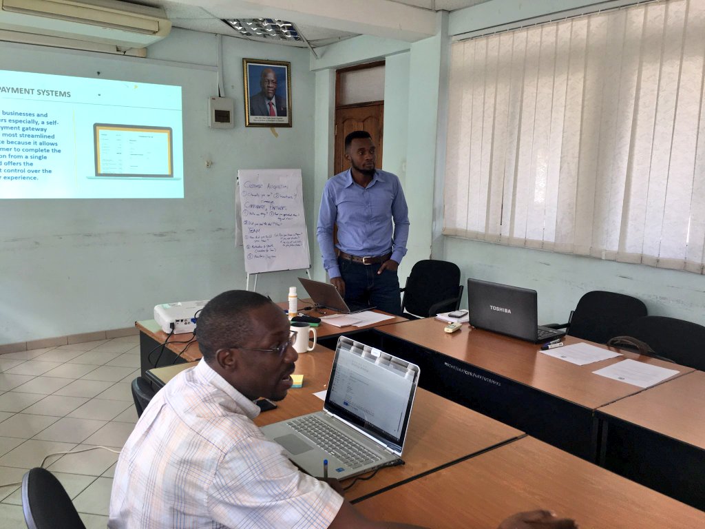 TDCTanzania's tweet photo. #TDCTanzania Founder &amp; Chairman @joseph4s_ Talking to Local Startups about the Business Model definition as dependant to digital Payment Systems Integration during the Business Model Definition Workshop in the @ict_commission Acceleration Program. 

Cc, @WizaraUUM @AndrewTesha https://t.co/8LLoQkD3RG