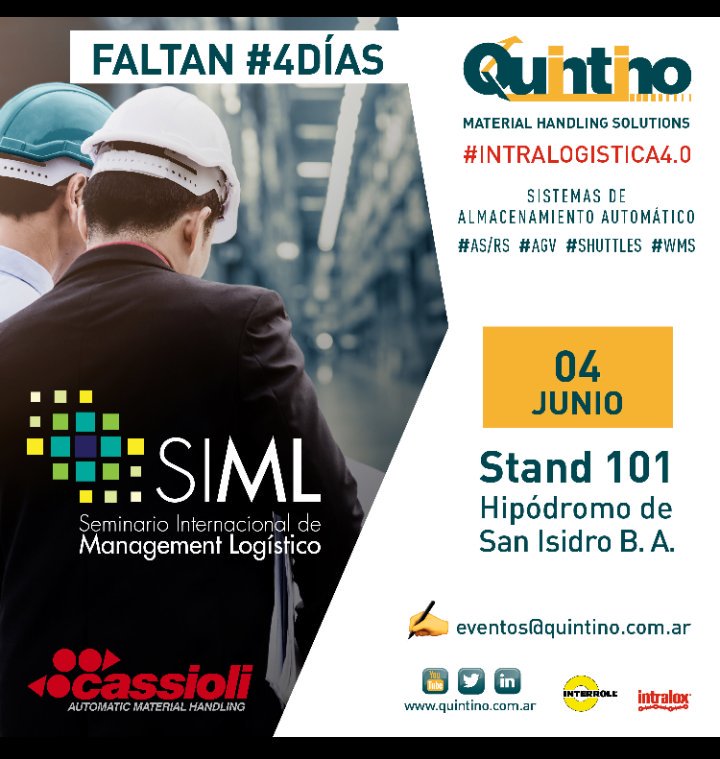 QuintinoMHS's tweet image. A solo 4 dias del #SIML 2019
managementlogistico.com
#Conferencias😎
Stand 101👌
#isat en vivo #RadioShuttle youtu.be/jhrvnOZQFJg
#Logistica #Intralogistica #SupplyChain #automation #WMS #SGA #ASRS #Picking #Sorting #Fulfillment #AGV #RollimgOnInterroll #BuenViernes #BuenDía