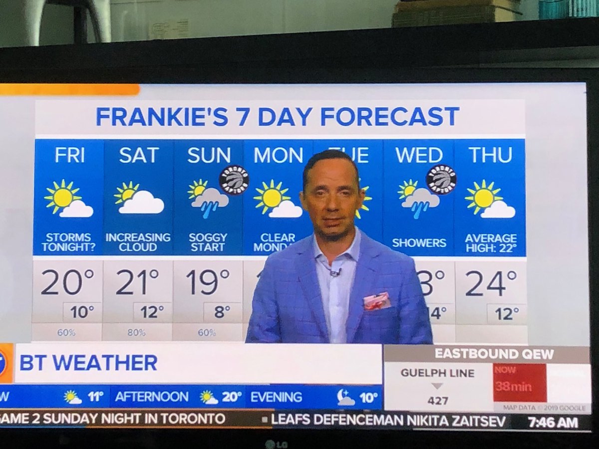 hollyloucas's tweet image. Hmmmm correlation between rain in the forecast and raptor games..... #maketherainstop