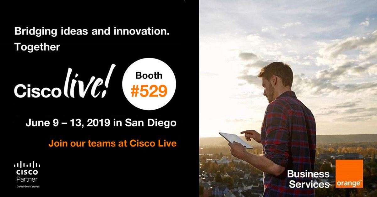 Orange Business Services is bringing its innovative solutions and services to Cisco Live 2019 in San Diego, June 9 - 13. Join us and meet our experts at booth # 529. #CLUS #SDWAN #AI orange-business.com/en