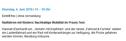 rad_mit_baby's tweet photo. Dienstag, 4.6.: #Proberadeln vor der Stadtbücherei #Frankenthal von 15-18 Uhr!
Mit dabei: #Lastenrad Libelle, Anhänger von #Qeridoo und ein Laufrad.
Wie immer mit Infos und Beratung.
Wir freuen uns auf euch!
Im Anschluss um 19h ein Vortrag von @vmk_hd zu nachhaltiger #Mobilität. https://t.co/Hce3DHOckv