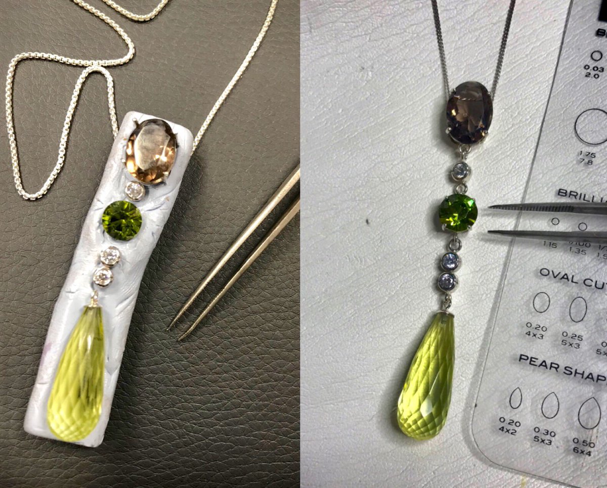 MicallefJewel's tweet photo. Stunning bespoke pendant made for another happy customer. Such a beautiful piece which is perfect for that special occasion. 
💎💚✨

@BlighsMeadow #bespoke #jewelleryshop #sevenoaks #silver #limequartz #smokeyquartz #cubiczirconia #peridot #stunning #perfect #sparkle https://t.co/rXsFXrax1Q