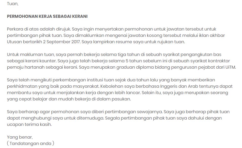 Maksud Cover Letter Dalam Bahasa Melayu : Cover letter berbahasa