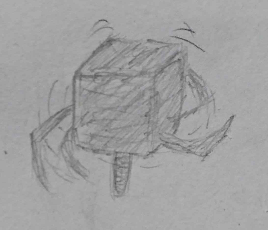 518_morita's tweet photo. 回転立方体描いたよ。五本目の足をつけて回転攻撃が出来るようになったよ。高速回転すると側面の足を飛ばして攻撃できるよ。飛ばした足は元に戻らないよ。
#cublockbug https://t.co/Smz2xwatSX