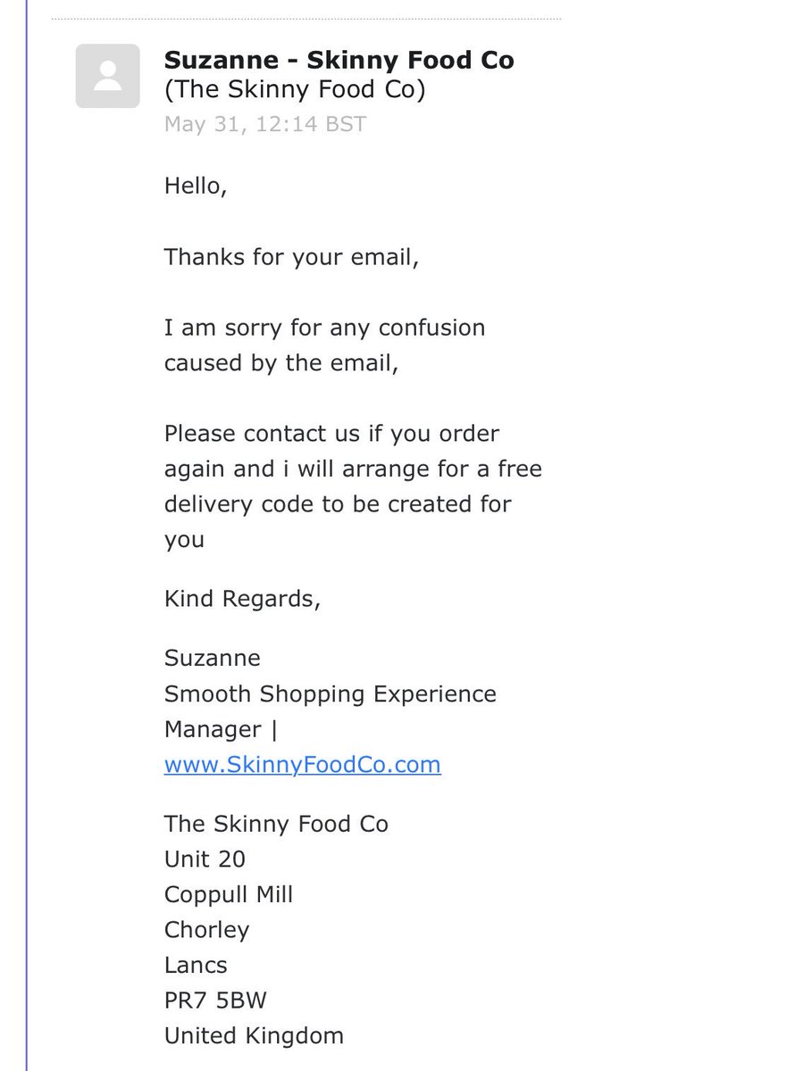 Janet_B7's tweet photo. @skinnyfoodco been emailing you for a week now as I didn't receive my full order delivery .....and I get this response...?!? 
You seriously expect me to order again when I still haven't received all my items from my 1st order???? 🤦‍♀️🤷‍♀️ https://t.co/LxTX57PfS8