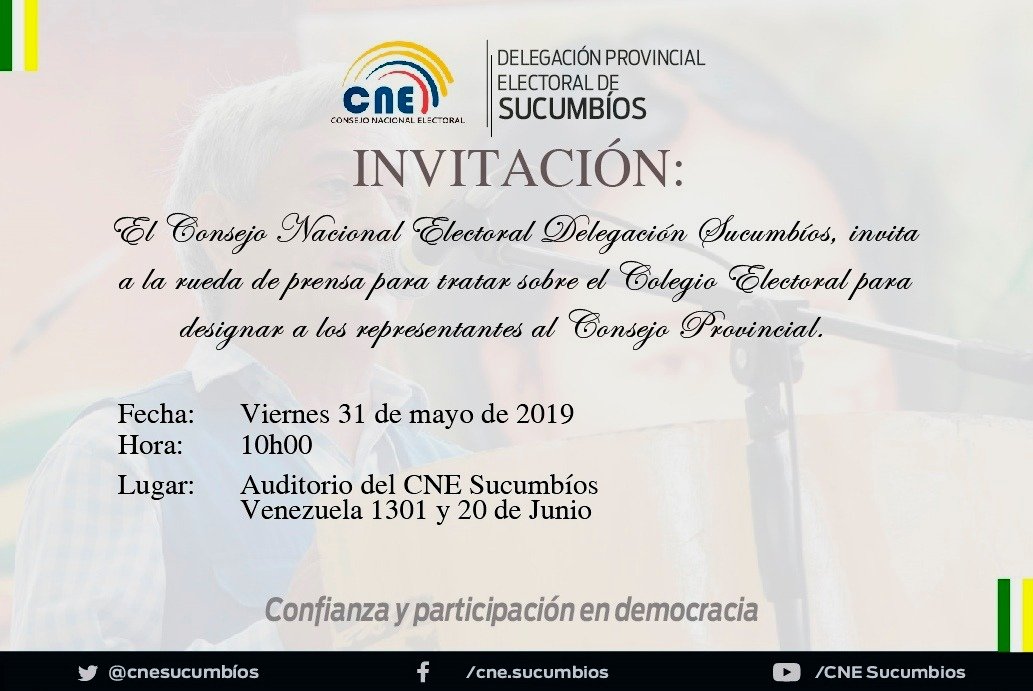 HOY | <a href="/aaaguilar2013/">Armando Aguilar Ec</a> director del CNE #Sucumbíos dará a conocer detalles sobre los #ColegiosElectorales y proceso electoral de #Sansahuari. 
¡Informar es transparentar!
